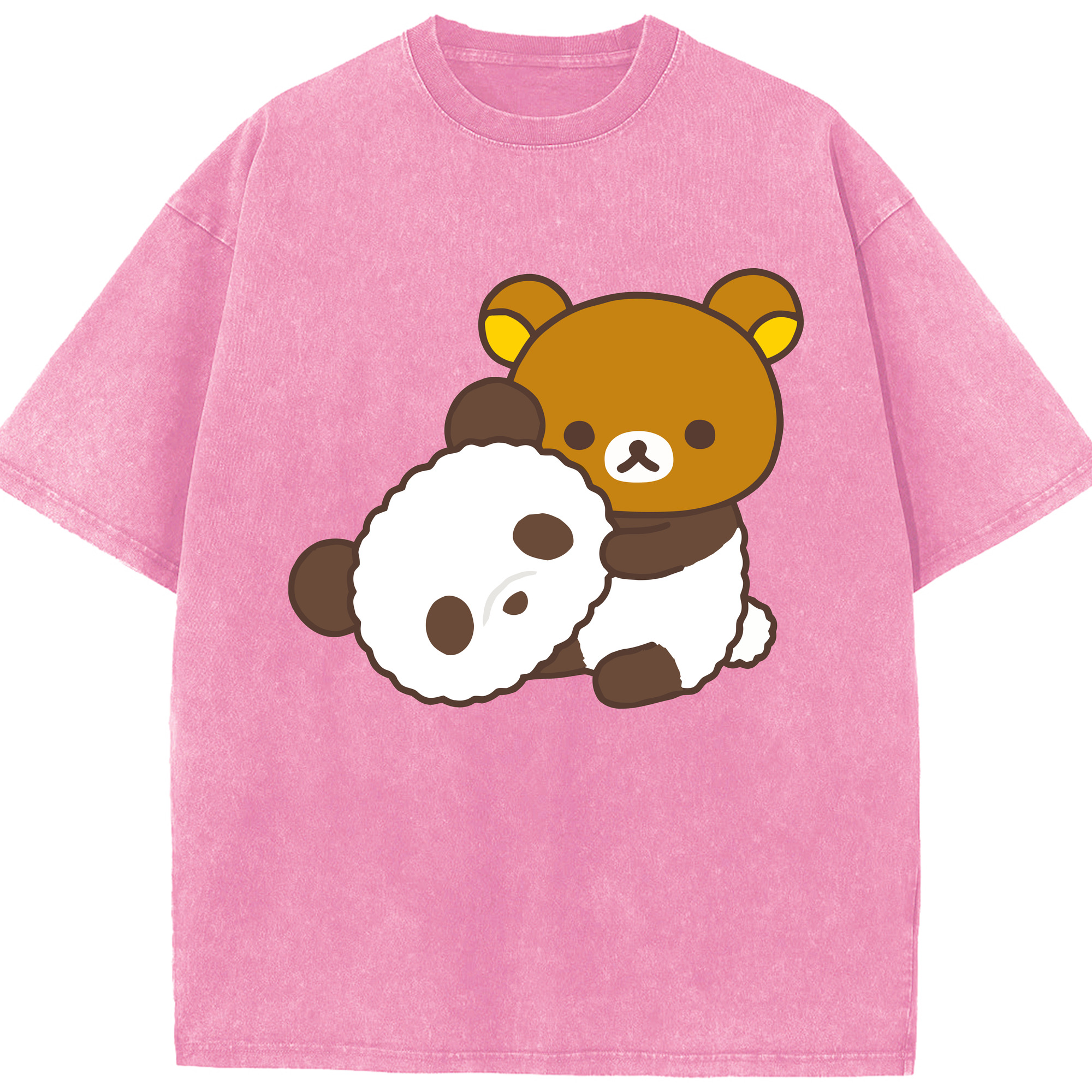 （画像用） リラックマ リラックマ キイロイトリ Rilakkuma Korilakkuma Kiiroitori 綿100% ヴィンテージ風 半袖Tシャツ（フロントプリント）